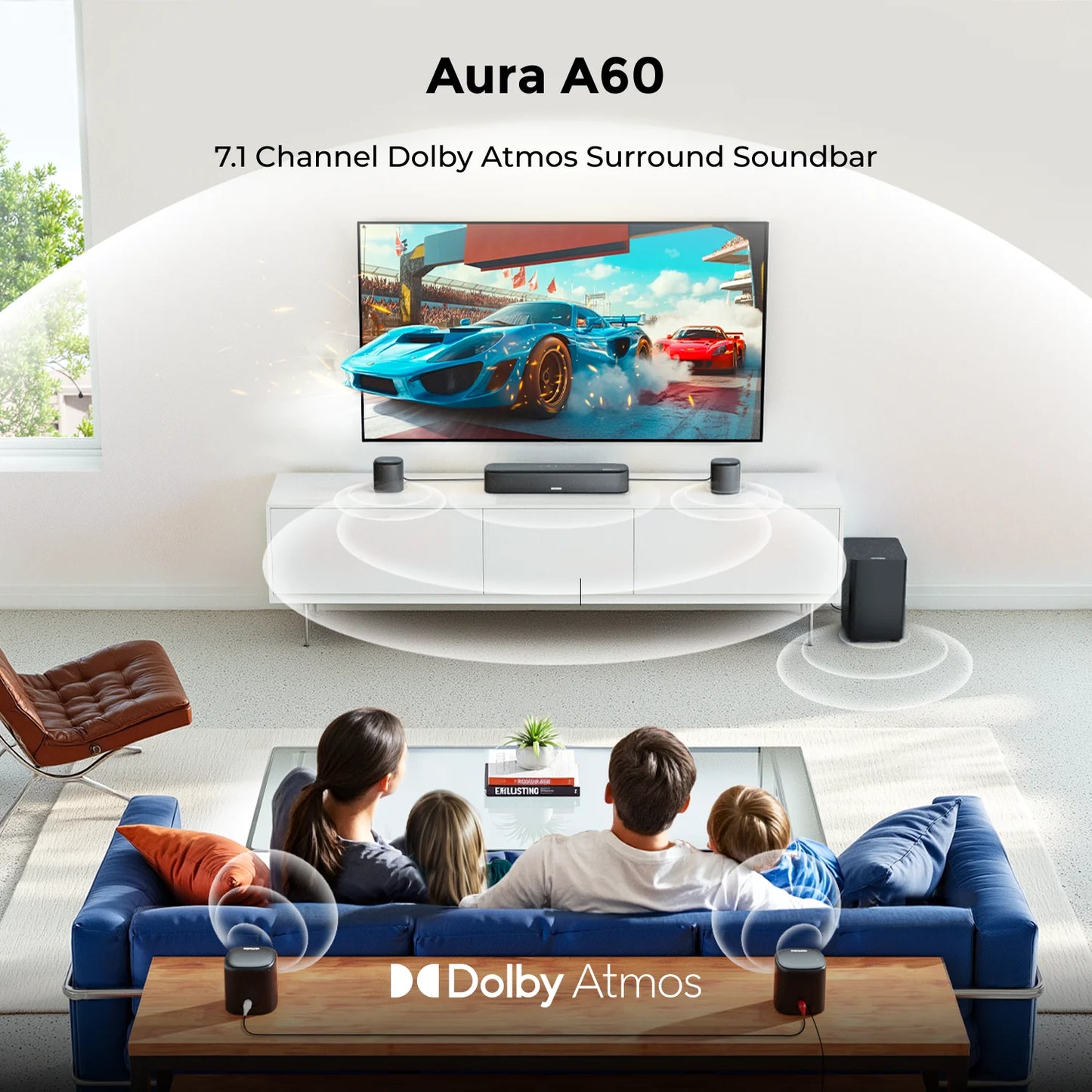 7.1Ch Sound Bar for TV with Dolby Atmos&Smart App Control, Home Theater Sound System Bluetooth Speaker with Subwoofer